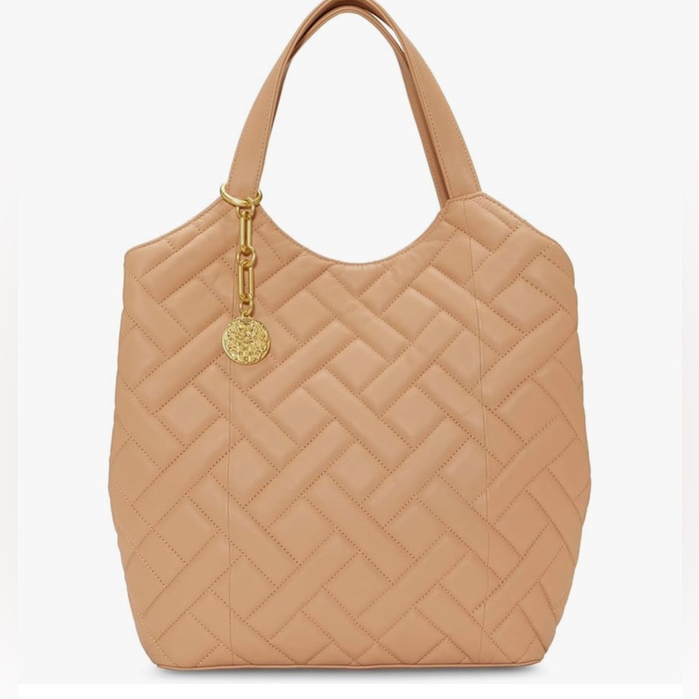 Tan Quilted Tote Bag